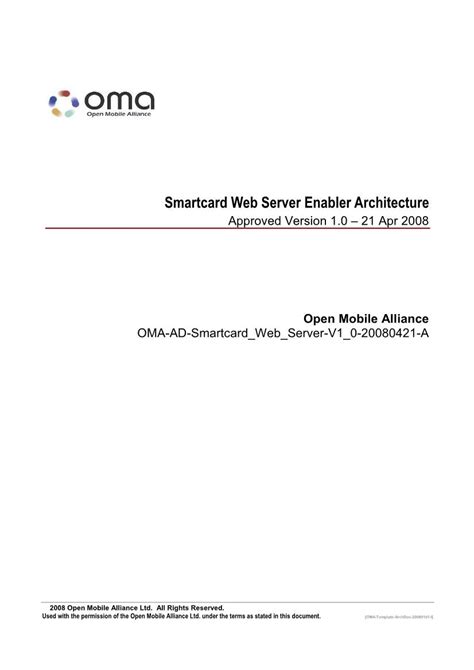 Smartcard Web Server Enabler Architecture